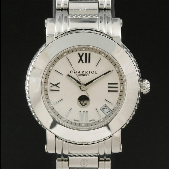 Charriol Silver Watch with White Dial